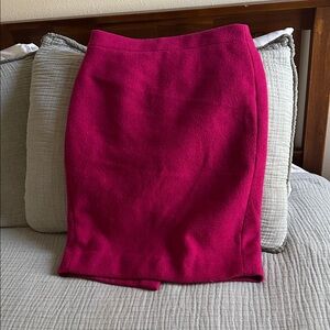Hot pink J Crew Wool Winter Pencil Skirt